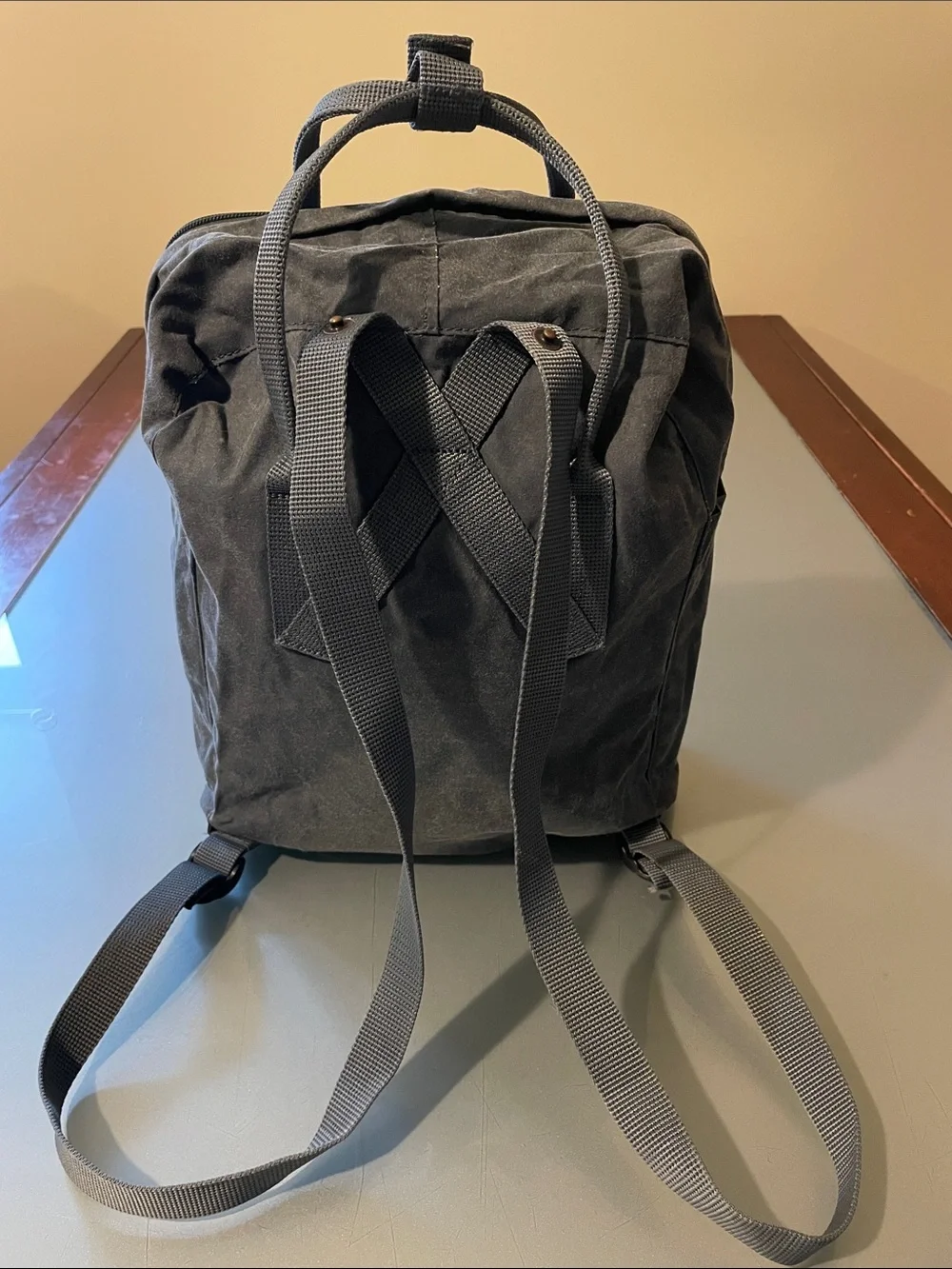 Fjallraven Kanken Backpack in Navy with Red Logo
